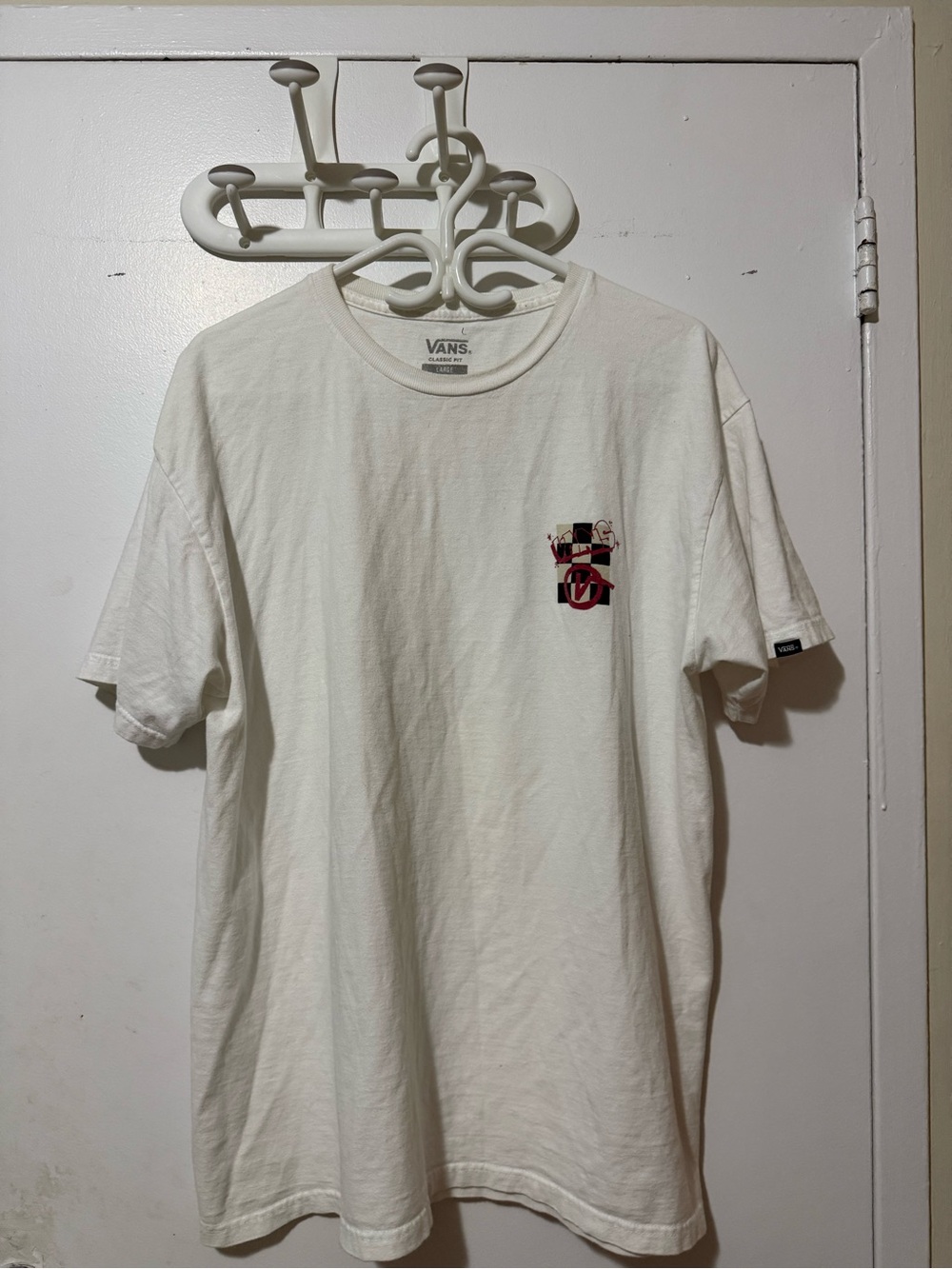 Vans White Short Sleeve Tee with Small Chest Graphic